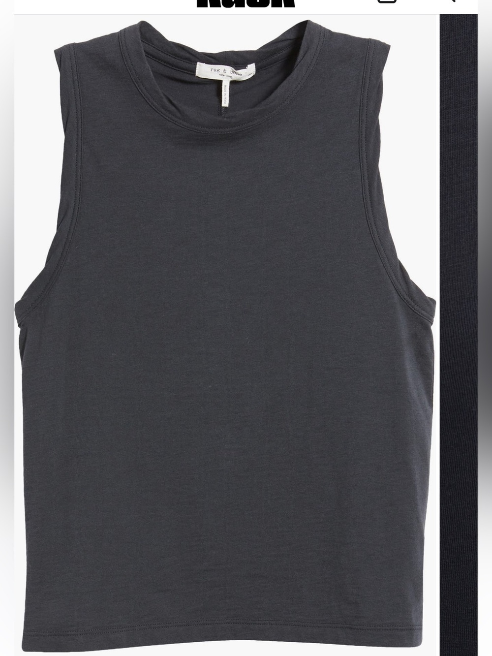 Rag and Bone Sadie Muscle Tank - Charcoal - Size S